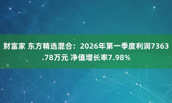 财富家 东方精选混合：2026年第一季度利润7363.78万元 净值增长率7.98%