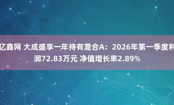 亿鑫网 大成盛享一年持有混合A：2026年第一季度利润72.83万元 净值增长率2.89%